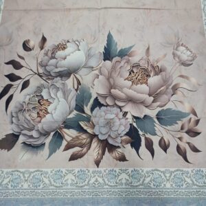 Floral Double Bedsheet with 2 Matching Pillow Covers, Beige & Blue Peony Design, 108 x 108 Inches, Premium Cotton Fine Fiber - Image 4
