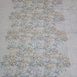 Floral Design Bedsheet with Two Pillow Covers, Light Blue & Beige Print on Grey Background with Subtle Geometric Pattern, King Size 108x108 Inches - Image 3