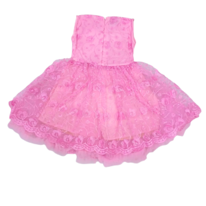 Alternative view of Net Embroidered Floral Party Frock for Baby Girls | Soft 4-Layer Net Dress for Birthday, Wedding Comfortable Kids Wear Pink